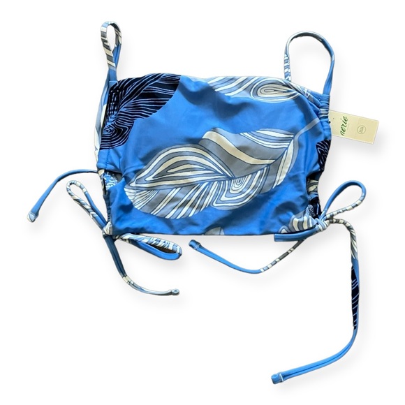 Aerie Womens blue feather patterned bandeau bikini top - Picture 2 of 6